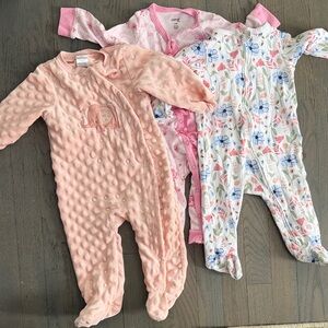 Carter's Pink and Floral Kids Footies Set